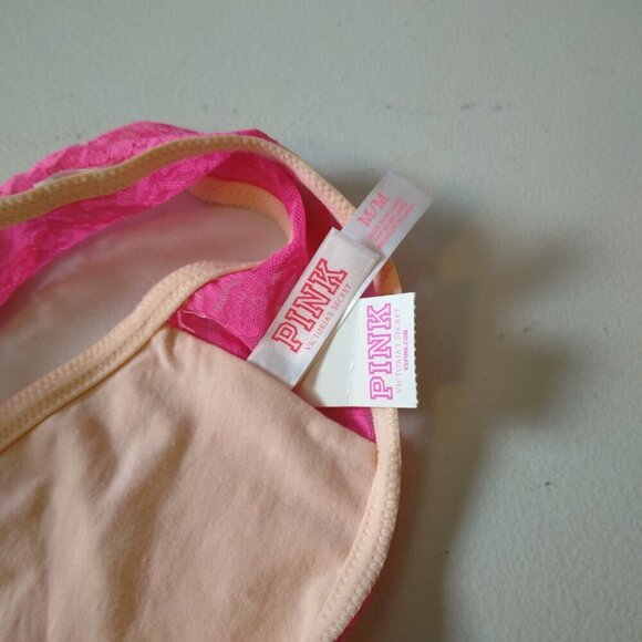 Victoria's Secret Pink Logo Women's Medium Lace Bandeau Tube Bra Top Strapless - Picture 6 of 7